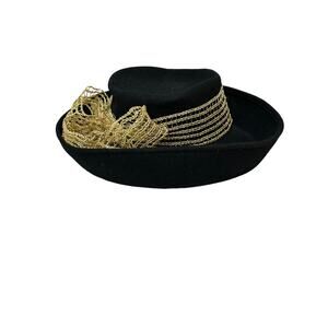 Joe Bill‎ Miller Wool Hat Black with Golden Ribbon Accents